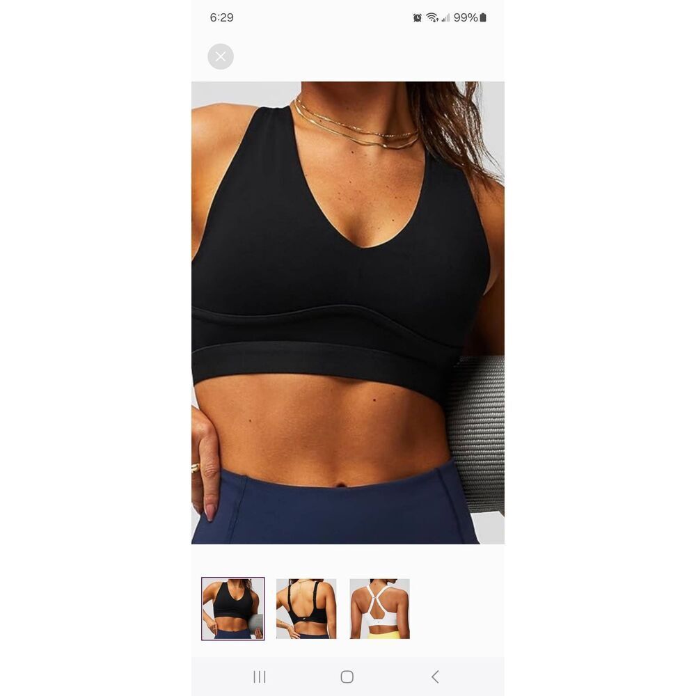 New Medium Fabletics Black All Day Every Day Sports Bra Low Impact NWOT